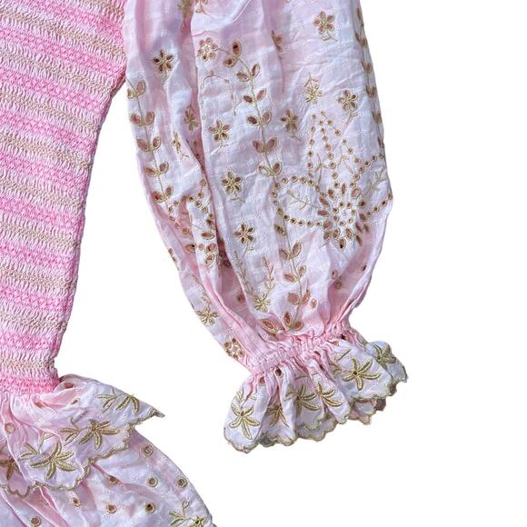 LoveShackFancy Celia Dress in Gilded Pink NWT Cottagecore Smocked Embroidered - Picture 7 of 14